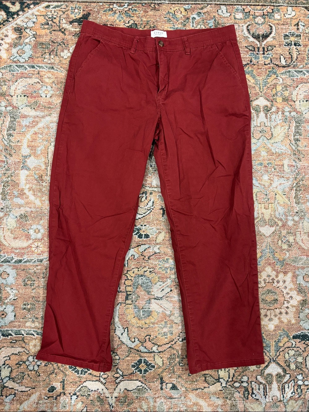 Women's Cropped Maroon Chino Pants - Casual Everyday